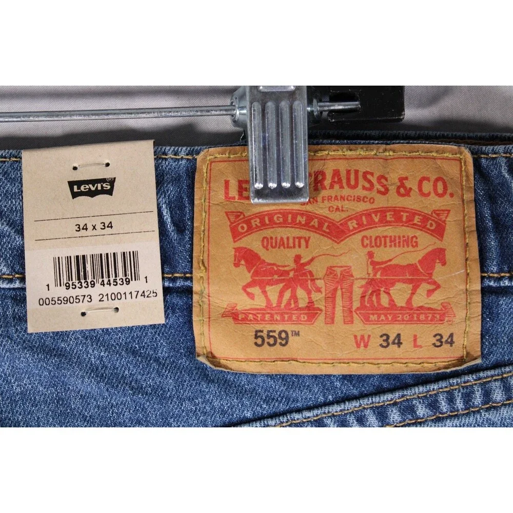 Levi's 559 Relaxed Straight Fit Jeans Mens 34x34 Medium Stonewash Ease NWT